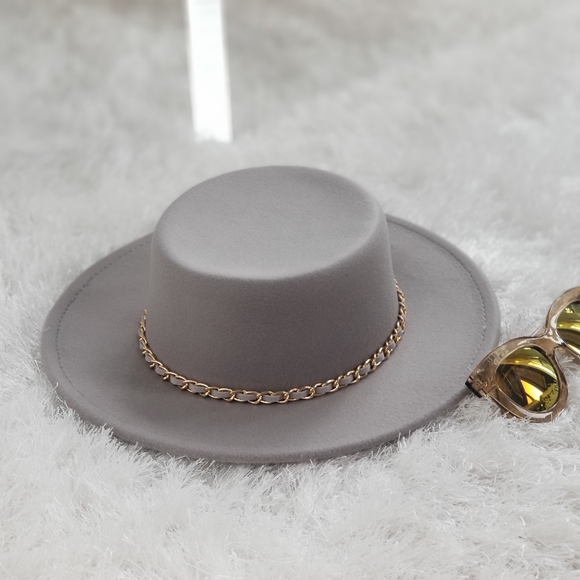 FASHION BRIM HAT W/ CHAIN ACCENT hat - Picture 4 of 5